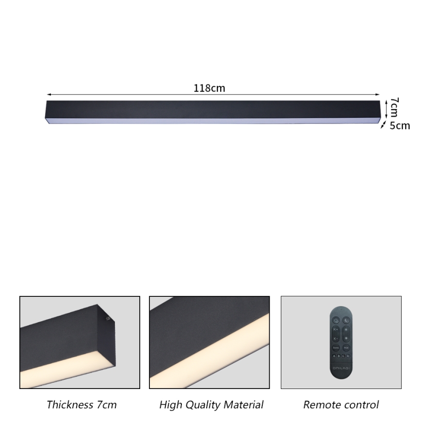 Brilagi - LED Dimmable Ceiling Light SLEEKLINE SMART LED/40W/230V 3000-6000K Wi-Fi Tuya Black + Remote Control