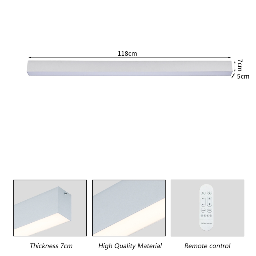 Brilagi - SLEEKLINE SMART Dimmable LED Ceiling Light LED/40W/230V 3000-6000K Wi-Fi Tuya, Silver + Remote Control