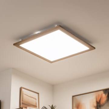 Brilagi - Dimmable LED ceiling light SLIMFRAME WOOD LED/58W/230V 64x64 cm 3000-6000K brown + remote control