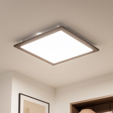 Brilagi - Dimmable LED Ceiling Light SLIMFRAME WOOD LED/58W/230V 64x64 cm 3000-6000K Dark Brown + Remote Control