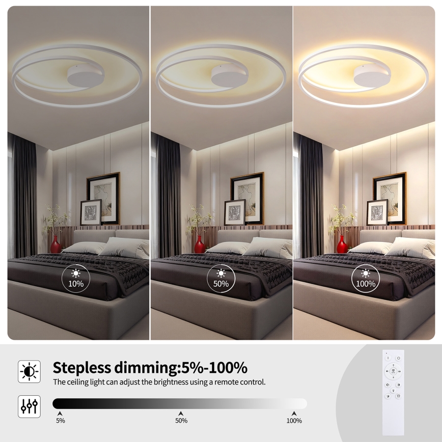 Brilagi - TWISTER Dimmable LED Ceiling Light LED/105W/230V 3000-6000K Ø 100 cm White + Remote Control