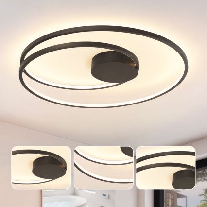 Brilagi - TWISTER Dimmable LED Ceiling Light 105W/230V 3000–6000K Ø100 cm Black with Remote Control