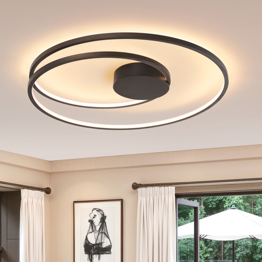 Brilagi - TWISTER Dimmable LED Ceiling Light 105W/230V 3000–6000K Ø100 cm Black with Remote Control