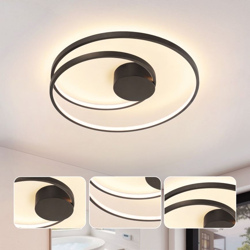 Brilagi - TWISTER Dimmable LED Ceiling Light LED/48W/230V 3000-6000K Ø 50 cm Black + Remote Control