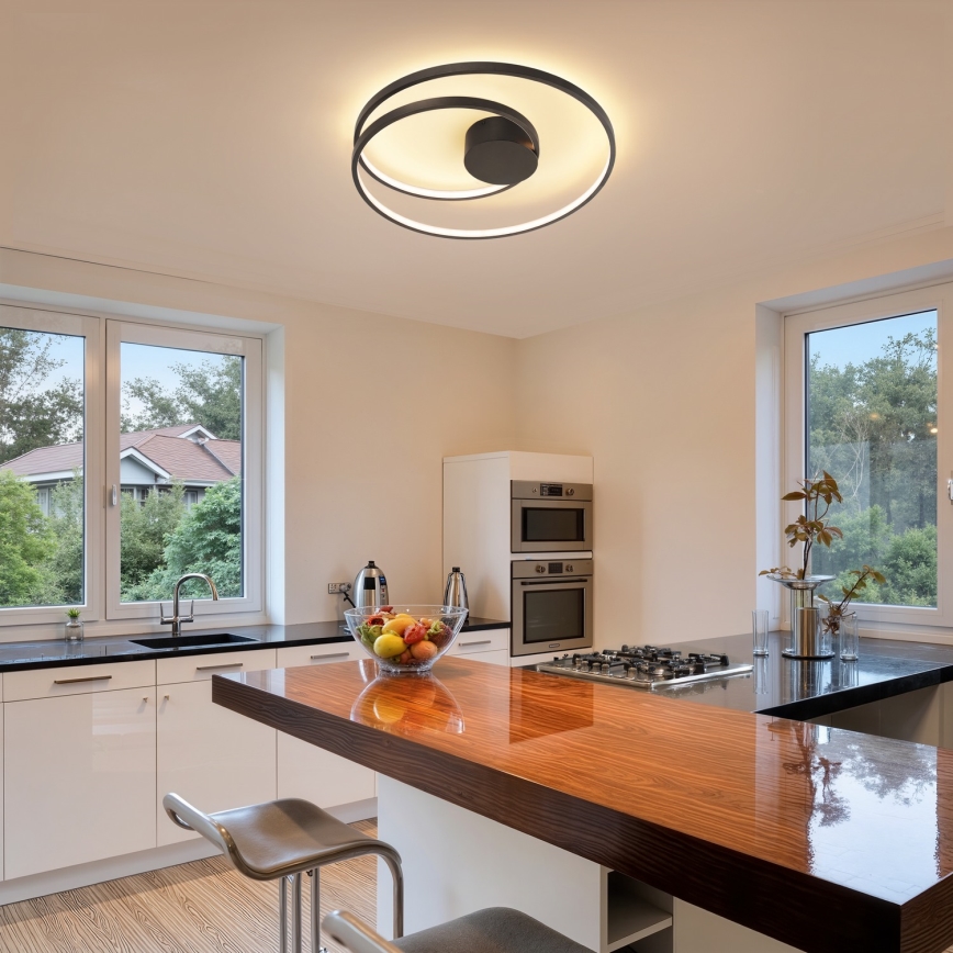 Brilagi - TWISTER Dimmable LED Ceiling Light LED/48W/230V 3000-6000K Ø 50 cm Black + Remote Control