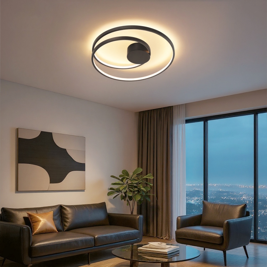 Brilagi - TWISTER Dimmable LED Ceiling Light LED/48W/230V 3000-6000K Ø 50 cm Black + Remote Control