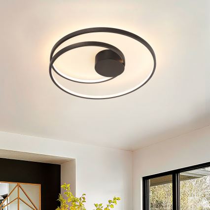 Brilagi - TWISTER Dimmable LED Ceiling Light LED/48W/230V 3000-6000K Ø 50 cm Black + Remote Control