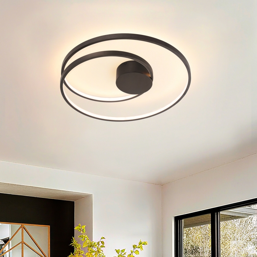 Brilagi - TWISTER Dimmable LED Ceiling Light LED/48W/230V 3000-6000K Ø 50 cm Black + Remote Control