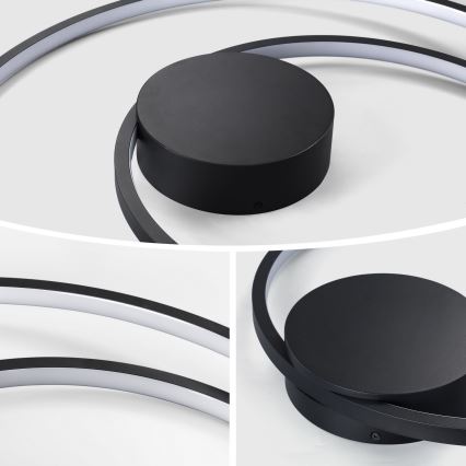 Brilagi - TWISTER Dimmable LED Ceiling Light LED/48W/230V 3000-6000K Ø 50 cm Black + Remote Control