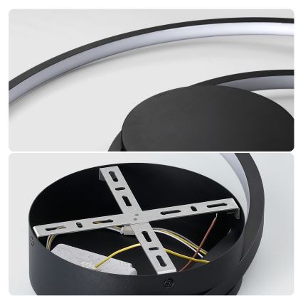 Brilagi - TWISTER Dimmable LED Ceiling Light LED/48W/230V 3000-6000K Ø 50 cm Black + Remote Control