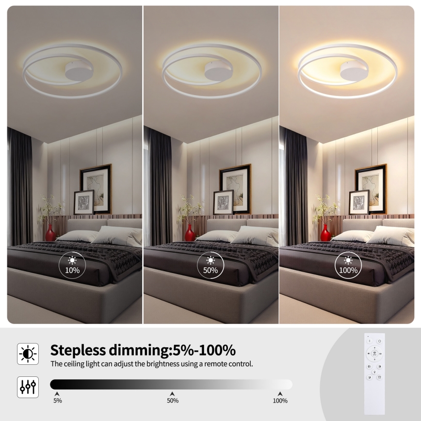 Brilagi - LED Dimmable Ceiling Light TWISTER LED/75W/230V 3000-6000K Ø 70 cm White + Remote Control