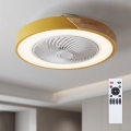 Brilagi - Dimmable LED Ceiling Light with Fan, 38W/230V, 3000–6500K, Ø 50 cm, Gold/Oak + Remote Control