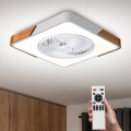 Brilagi - Dimmable LED Ceiling Light with Fan LED/30W/230V 3000-6500K White/Oak + Remote Control