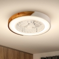 Brilagi - Dimmable LED Ceiling Light with Fan LED/30W/230V 3000-6500K Ø50 cm White/Oak + Remote Control