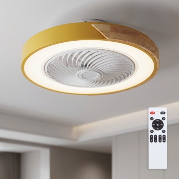 Brilagi - Dimmable LED ceiling light with fan LED/38W/230V 3000-6500K 3000-6500K dia. 50 cm gold/oak + remote control
