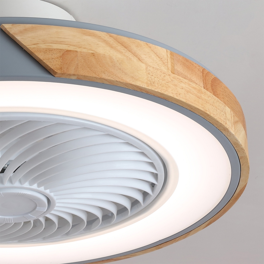 Brilagi - LED Dimmable Ceiling Light with Fan LED/38W/230V 3000-6500K Ø 50 cm Grey/Oak + Remote Control