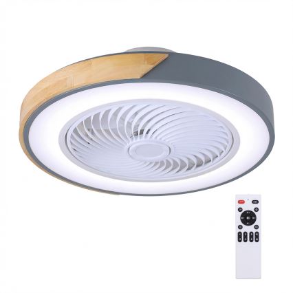 Brilagi - LED Dimmable Ceiling Light with Fan LED/38W/230V 3000-6500K Ø 50 cm Grey/Oak + Remote Control