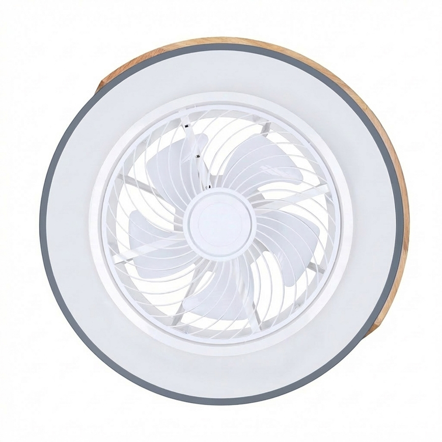 Brilagi - LED Dimmable Ceiling Light with Fan LED/38W/230V 3000-6500K Ø 50 cm Grey/Oak + Remote Control