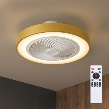 Brilagi - Dimmable LED Ceiling Light with Integrated Fan LED/38W/230V 3000-6500K 3000-6500K Ø 50 cm Gold + Remote Control