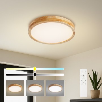 BRILAGI - Dimmable LED ceiling light WOODLINE LED/48W/230V 3000-6000K oak Ø 40 cm + remote control