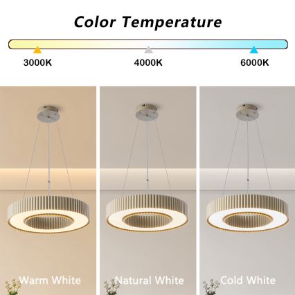 Brilagi - LED Dimmable Pendant Light on Cable LUMIX LED/48W/230V 3000-6000K beige Ø 50 cm + Remote Control