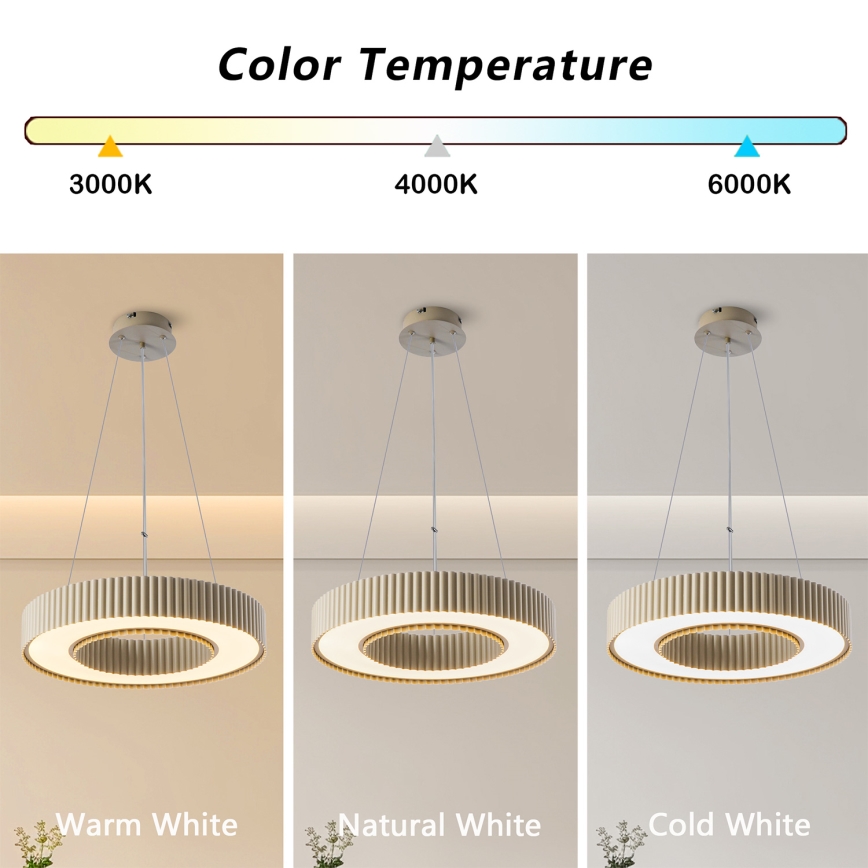 Brilagi - LED Dimmable Pendant Light on Cable LUMIX LED/48W/230V 3000-6000K beige Ø 50 cm + Remote Control