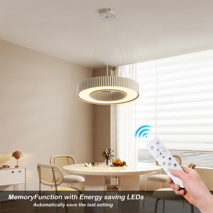 Brilagi - LED Dimmable Pendant Light on Cable LUMIX LED/48W/230V 3000-6000K beige Ø 50 cm + Remote Control