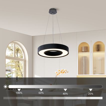 Brilagi - LUMIX Dimmable LED Cable Pendant Light, 48W/230V, 3000-6000K, Black, Ø 50 cm + Remote Control