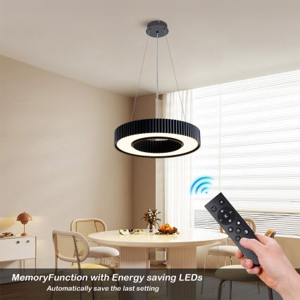 Brilagi - LUMIX Dimmable LED Cable Pendant Light, 48W/230V, 3000-6000K, Black, Ø 50 cm + Remote Control