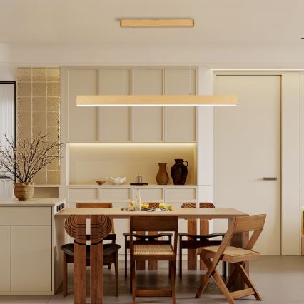 Brilagi - SLEEKLINE SMART Dimmable LED Chandelier, 40W/230V, Wi‑Fi (Tuya), Oak Finish + Remote Control