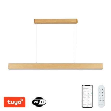 Brilagi - SLEEKLINE SMART Dimmable LED Chandelier, 40W/230V, Wi‑Fi (Tuya), Oak Finish + Remote Control