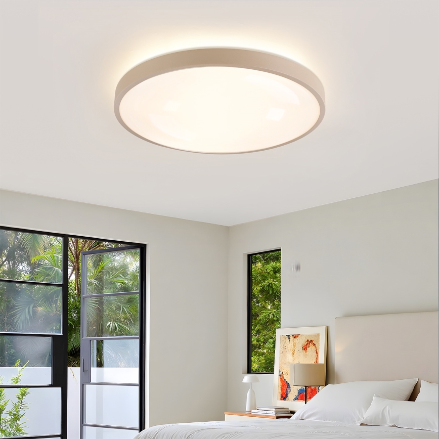Brilagi - GLASS POOL DOUBLE LED Dimmable Ceiling Light 60W / 230V 3000–6000K 50 cm Beige + Remote Control