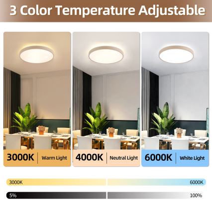 Brilagi - GLASS POOL DOUBLE LED Dimmable Ceiling Light 60W / 230V 3000–6000K 50 cm Beige + Remote Control