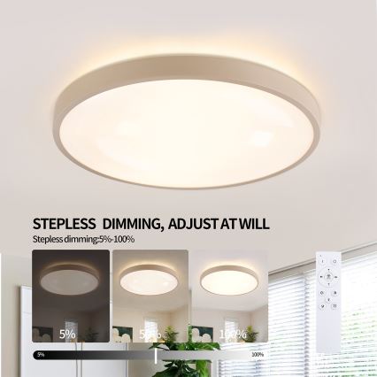 Brilagi - GLASS POOL DOUBLE LED Dimmable Ceiling Light 60W / 230V 3000–6000K 50 cm Beige + Remote Control