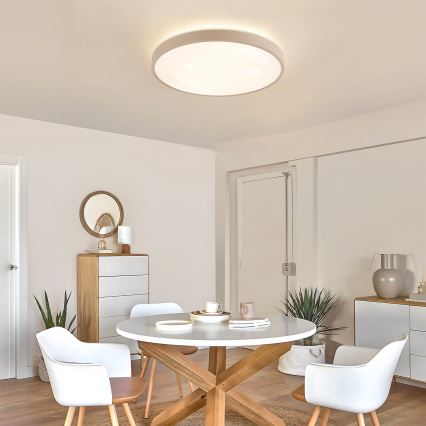 Brilagi - GLASS POOL DOUBLE LED Dimmable Ceiling Light 60W / 230V 3000–6000K 50 cm Beige + Remote Control