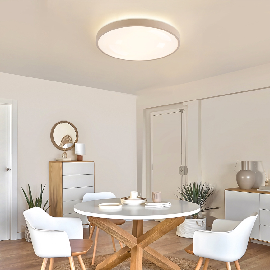 Brilagi - GLASS POOL DOUBLE LED Dimmable Ceiling Light 60W / 230V 3000–6000K 50 cm Beige + Remote Control