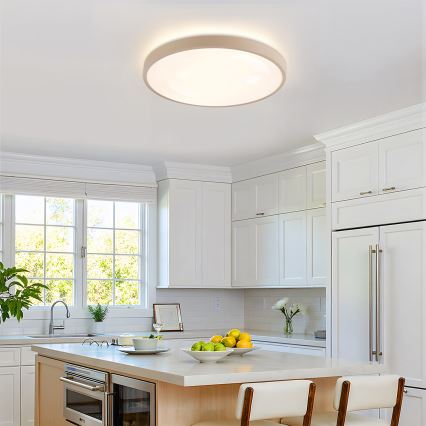 Brilagi - GLASS POOL DOUBLE LED Dimmable Ceiling Light 60W / 230V 3000–6000K 50 cm Beige + Remote Control