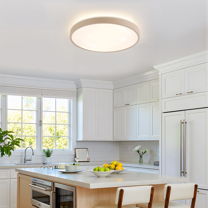 Brilagi - GLASS POOL DOUBLE LED Dimmable Ceiling Light 60W / 230V 3000–6000K 50 cm Beige + Remote Control