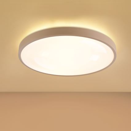 Brilagi - GLASS POOL DOUBLE LED Dimmable Ceiling Light 60W / 230V 3000–6000K 50 cm Beige + Remote Control