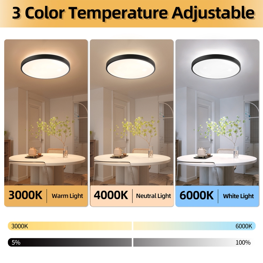 Brilagi - GLASS POOL DOUBLE Dimmable LED Ceiling Light 80W/230V, Tunable White 3000–6000K, 60 cm, Black + Remote Control