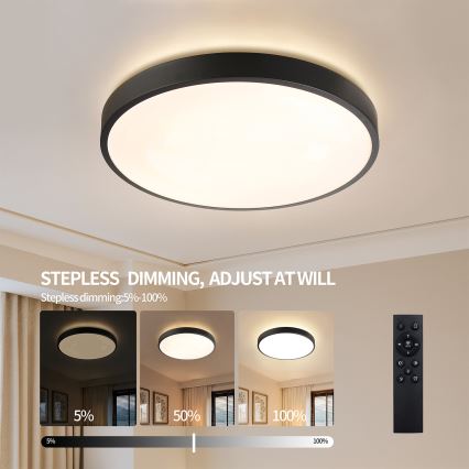Brilagi - GLASS POOL DOUBLE Dimmable LED Ceiling Light 80W/230V, Tunable White 3000–6000K, 60 cm, Black + Remote Control