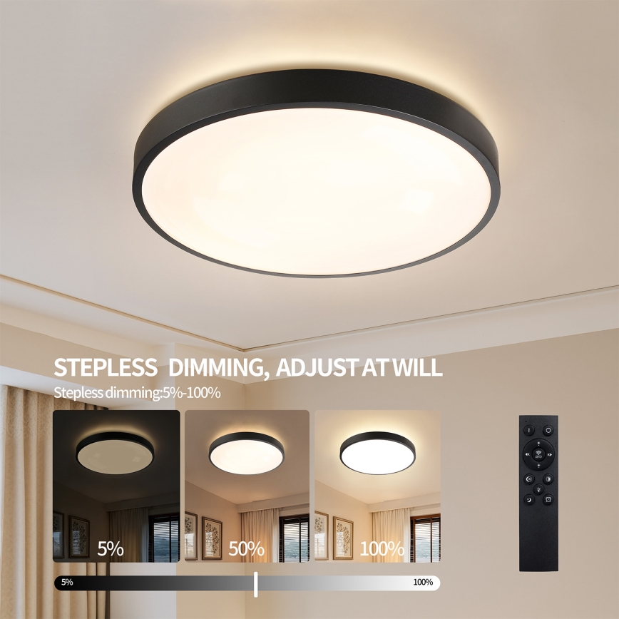 Brilagi - GLASS POOL DOUBLE Dimmable LED Ceiling Light 80W/230V, Tunable White 3000–6000K, 60 cm, Black + Remote Control