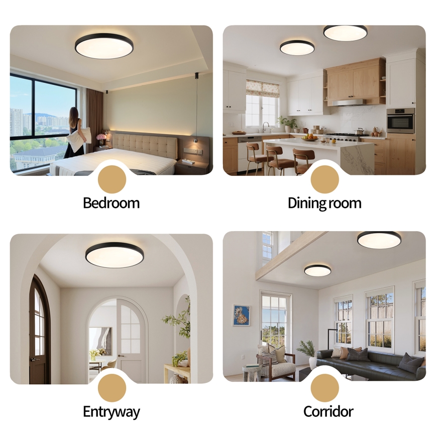 Brilagi - GLASS POOL DOUBLE Dimmable LED Ceiling Light 80W/230V, Tunable White 3000–6000K, 60 cm, Black + Remote Control