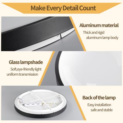 Brilagi - GLASS POOL DOUBLE Dimmable LED Ceiling Light 80W/230V, Tunable White 3000–6000K, 60 cm, Black + Remote Control