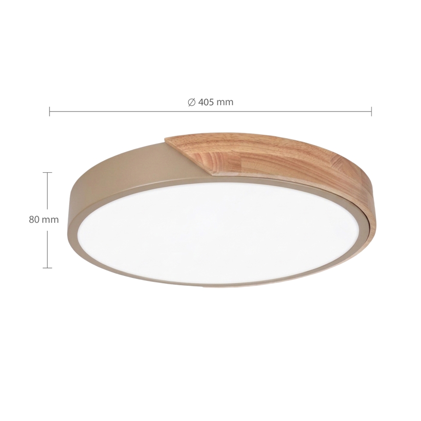 BRILAGI - Dimmable LED ceiling light PILANA LED/48W/230V 3000-6500K oak/gold Ø 40 cm + remote control