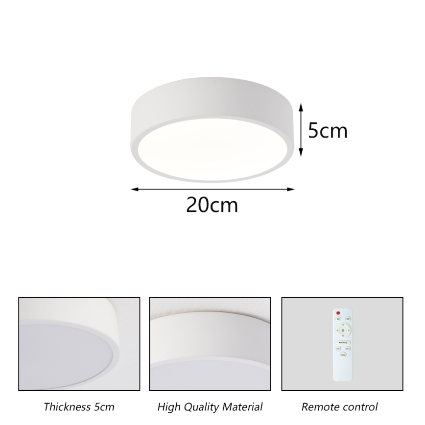 Brilagi - Dimmable LED ceiling light POOL LED/18W/230V 3000-6000K 20 cm white + remote control