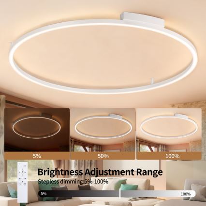 Brilagi - PORTOFINO Dimmable LED Ceiling Light LED/85W/230V 3000-6000K Ø 120 cm White + Remote Control
