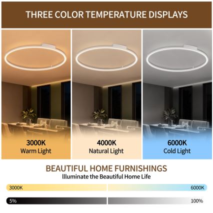 Brilagi - PORTOFINO Dimmable LED Ceiling Light LED/85W/230V 3000-6000K Ø 120 cm White + Remote Control