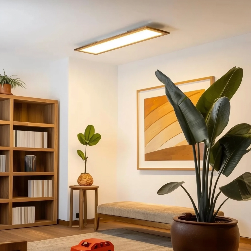BRILAGI - LED Dimmable Ceiling Light SLIMFRAME WOOD LED/58W/230V 124x33.7 cm 3000-6000K brown + remote control
