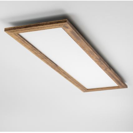 Brilagi - SLIMFRAME WOOD LED Dimmable Ceiling Light LED/58W/230V 124x33.7 cm 3000-6000K Brown + Remote Control